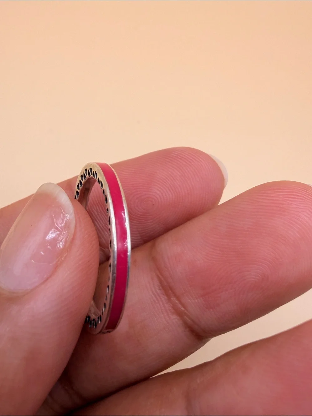 925 Sterling Silver Cz & Enamel Pandora Ring Size 8.25.